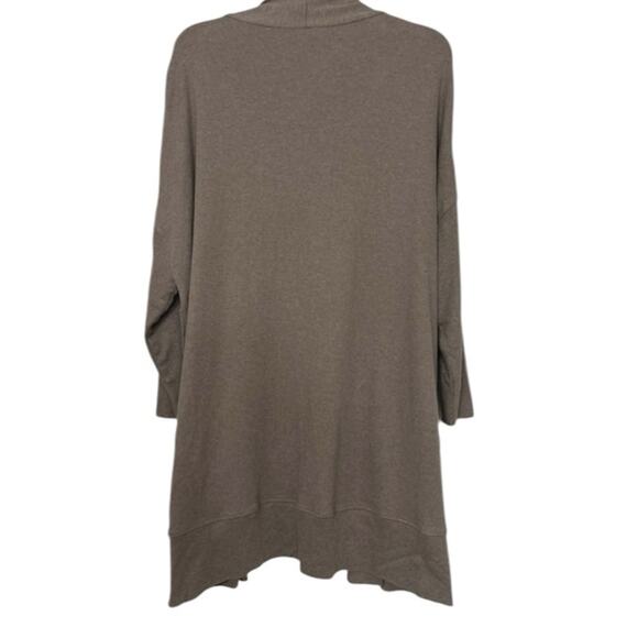 Pact Airplane Cardigan Organic Cotton Open Front Drapey Pocket Sweater M/L Brown - Picture 3 of 14